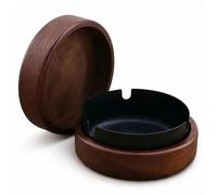 Ashtray Cigarette Metal Black Smoking Ash Tray Stackable Home Pub Garden Wood Metal 8cm New UK Luxury Steel Stasheeze Durable Black Hidden