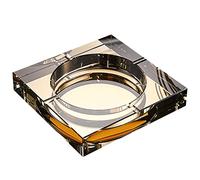 Ashtray Crystal Glass For Cigarette Home Square Modern Cigar Ash Tray Holder Indoor Office Tabletop Decorative (Color : Gold, Size : 15×3cm)