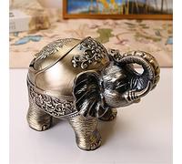Ashtray,European Style Retro Multifunctional Elephant Ashtray, Creative Spherical Metal Ashtray with lid-Green Bronze