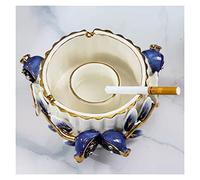 ashtray, Exquisite Blue Pomegranate Decoration Ceramic Ashtrays with Water Tank,with 3 Ash Holder Coffee Table Decorative Ornament Gift