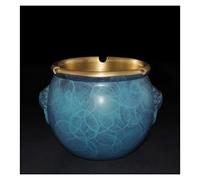 Ashtray For The Home Round Copper Ashtrays, Traditional Decorative Copper Color Ashtrays For Cigarettes, Tabletop Ashtray For Indoor Or Outdoor Ash Holder-Blue