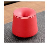 ashtray， Frosted Windproof Ceramic Ash Tray with Funnel Lid Design(Red)