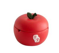 Ashtray Fruit Shape Ashtray Ceramic Ashtray with Lid Tabletop Ashtray for Family Office Restaurant Verandahs Home Decoration etc Ashtray On The Table(Red)