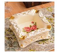 ashtray， High-end Vintage Square Ceramic Ash Tray, Large Cigar Luxury Living Room Decorative Coffee Table Ornament(B)