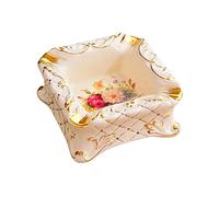 ashtray， High-end Vintage Square Ceramic Ash Tray, Large Cigar Luxury Living Room Decorative Coffee Table Ornament(A)