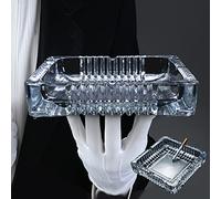 Ashtray, Large Glass Ashtray for cigarette cigar, Clear Crystal Ash trays Outdoor Glass Spuare Ashtrays (8x8inch)