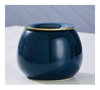ashtray, Portable Windproof Cigarette Ashtray for Indoor or Outdoor Use,Ceramic Ash Tray with Funnel Lid,Countertop decoration(Dark Blue)