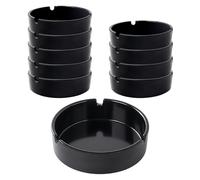 Ashtray Set Portable Ash Trays 10pcs, Reusable Melamine Ashtray with Slot for Holding Cigarettes, Ashtrays for Outside Home Bars Offices Restaurants (Black)