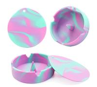Ashtray, Silicone Ashtray with Lid 2Pcs 4" with 3 Holder Slot for Cigar & Cigarette & Center for Inside