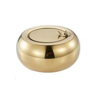 Ashtray Stainless Steel Ashtray Suitable for Family Bars, Restaurants and Hotels Sealable Ashtray Personalized Creative Thickened Drum Ashtray with Lid Round Ash Trays Indoors(Brass,Large)