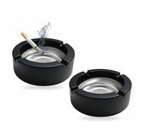 Ashtray Stainless Steel Lightweight Tabletop Ashtray Round Windproof Smoking Ash Tray Suitable for Living Room Office Bar Restaurant Countertop Hotels Garden Home Accessories 3.5x9cm (2Pcs)