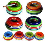 Ashtray Wind Ashtray Ceramic Table Ashtray with Lid Colourful Stripes (Set of 3)