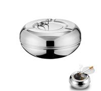 Ashtray with Lid Smell-Proof Removable Ash Trays Indoors Stainless Steel Windproof Outdoor Ash Tray for Cigarette Cigar Patio Garden Bar Cafe Home Office