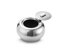 Ashtray with Lid, Stainless Steel Cigarette Ash Trays,Cigarette Ashtray Bin Windproof Design Ash Holder for Smokers Garden Bar Car Use, Silver