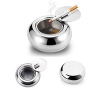 Ashtray with Lid, Stainless Steel Cigarette Cigar Ashtray Bin for Indoor or Outdoor