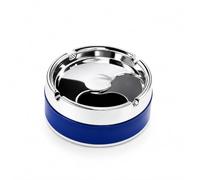 Ashtray with Lid, Windproof & Portable Ashtray for Cigarette Cigar, Durable Stainless Steel Inner & Smooth Plastic Outer, Blue Ash Tray with Non-Slip Base for Outside or Indoors