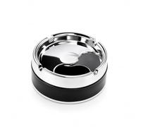 Ashtray with Lid, Windproof & Portable Ashtray for Cigarette Cigar, Durable Stainless Steel Inner & Smooth Plastic Outer, Black Ash Tray with Non-Slip Base for Outside or Indoors