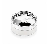 Ashtray with Lid, Windproof & Portable Ashtray for Cigarette Cigar, Durable Stainless Steel Inner & Smooth Plastic Outer, White Ash Tray with Non-Slip Base for Outside or Indoors