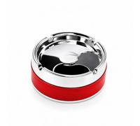 Ashtray with Lid, Windproof & Portable Ashtray for Cigarette Cigar, Durable Stainless Steel Inner & Smooth Plastic Outer, Red Ash Tray with Non-Slip Base for Outside or Indoors