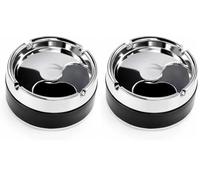 Ashtray with Lid, Windproof Stainless Steel Cigarette Cigar Ashtray, Portable Black Ash Tray for Outside or Indoors (Pack of 2)
