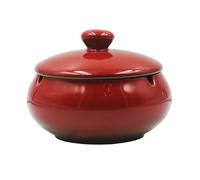 Ashtray with Lids,4.33 Inch Ceramic Cigarette Ash Tray for Smokers,Home Office Decoration (Red)