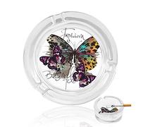 Ashtrays For Cigarettes Butterfly Butterflies Crystal Glass Ash Tray Smoking Ashtray Holder For Home Hotel Office Table Top