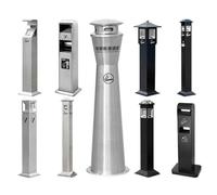ashtrays for outside Rainproof Vertical Fixable Outdoor Ashtrays Smoking Area Trash Cans Iron Cigarette Butt Collection Silver Stainless Steel ashtray for outside patio(Black)