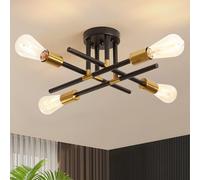 ASHUAQI Sputnik Ceiling Light, 4 Lights Modern Ceiling Lights Living Room Industrial Light Fittings Ceilings, Black and Gold Chandelier for Kitchen, Bedroom, Hallway, Lounge, Dining Room
