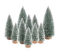 Ashuxxn Pack of 10 Artificial Christmas Trees, Mini Christmas Trees, Desktop Christmas Trees, Artificial Pine Tree with Wooden Base, 10/15/20 cm for Table Decoration, DIY Christmas Decoration (Green)