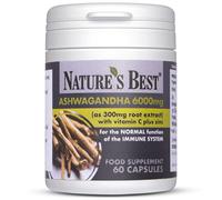 Ashwagandha 6000mg with 5% withanolides, Key ‘Actives’ | for Normal Psychological Function/Normal Function of The Nervous System |60 Vegan Capsules 1-a-Day, 2 Month’s Supply | UK Made