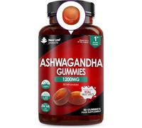 Ashwagandha Gummies 1200mg - High Strength 5% Withanolides - Real Fruit Juice, No Artificial Colours or Flavours - Pure Ashwagandha Root Extract, 60 Vegan Gummys, Gluten Free, UK Made by New Leaf