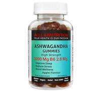 Ashwagandha Gummies 3000Mg & B6 2.8 Mg High-Strength Botanical Extract/Natural Apple Flavor/Stress Reduction,Supporting Psychological Function & Sleep. One-Month Supply by Aclla.