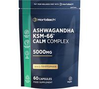 Ashwagandha KSM-66 Complex 5000mg | Enhanced with Amino Acids and B Vitamins (B1, B2, B3, B6 & B12) | Calm Formula for Men & Women | 60 Vegan Capsules | by Horbaach