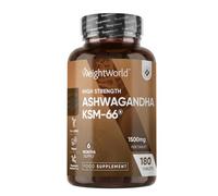 Ashwagandha KSM-66 Vegan 180 Tablets, 1500mg per Dose, 1 Per Day (6 Months Stock), Extract 12:1 Ashwagandha Powder, Withania Somnifera, Magnesium Stearate Free, Made in UK