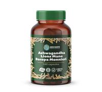 Ashwagandha, Lion's Mane, Bacopa Monnieri Capsules - Supports a Calm and Balanced Mind, Cognitive Function, and Mental Clarity - 180 Capsules - 3 Month Supply - Vegan, Non-GMO, 100% Natural