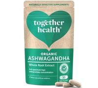 Ashwagandha - Together Health - 100% Organic Certified Ashwagandha Roots - High Concentration KSM-66, Full Spectrum Extract - Vegan Friendly - Made in The UK - 30 Vegecaps