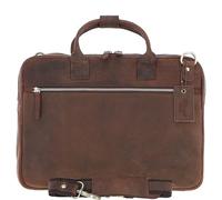 Ashwood Classic Leather Laptop Bag - Structured Work Briefcase with Detachable Strap, Outer Zip Pockets, and Gold Hardware, Elegant Business Travel Bag for Men's: Q-44 (Brown)