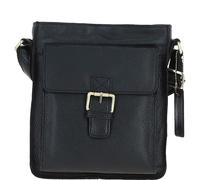 Ashwood Classic Leather Side Bag for Men - Crossbody Shoulder Bag with Buckle Flap, Compact Travel Messenger, Adjustable Strap, Elegant Gold Hardware, Everyday Leather Bag: Q-41 (Black)