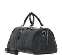 Ashwood Classic Leather Weekend Travel Bag - Men's & Women's Overnight Holdall, Gold Hardware, Large Travel Duffel with Shoulder Strap Spacious Interior & External Zip Pockets - Q-46 (Black)