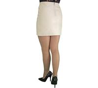 Ashwood Classic Pencil Real Leather Mini Skirt (Length 15in), Beige Cream, UK16, Waist 34in