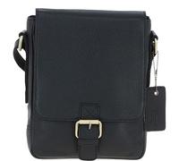 Ashwood Compact Leather Flap Over Bag Black - Genuine Leather Crossbody with Gold Hardware, Outer Zip Pockets & Adjustable Strap - Lightweight Everyday Shoulder Bag: Q-42 (Black)