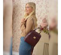 Ashwood Crocodile Print Leather Backpack: C-51 - One Size - Leather - Bordeaux