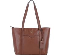 Ashwood Elegant Ladies Real Leather Shoulder Bag - Top-Handle Tote with 3 Internal Pockets, External Pocket and Gold Hardware - Stylish Genuine Leather Everyday Handbag (2 Tone Tan)