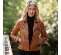 Ashwood 'Eva' Ladies Ashwood Leather Biker Jacket: AWL-1991 - 18 - Leather - Tan