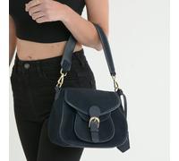 Ashwood Flap Over Suede Handbag - One Size - Navy Blue - Leather