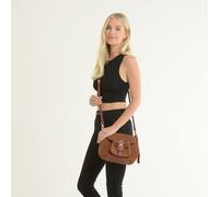 Ashwood Flap Over Suede Handbag - One Size - Tan - Leather