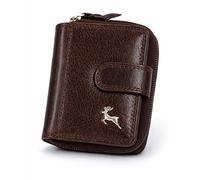 Ashwood Genuine Leather Compact Purse for Women, Small Leather Wallet with 6 Card Slots, Zip Coin Pocket, Press Stud Closure & Note Section: Anna (Brown)