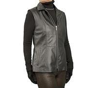 Ashwood Ladies Black Luxury Lightweight Real Genuine Leather Gilet, Style 2, UK10, S, Bust 34.5in