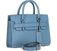 Ashwood Ladies Real Leather Top-Handle Handbag - Shoulder Bag with Detachable 60cm Crossbody Strap, Zip Closure, Gold Hardware, Internal Pockets & Compartment - Elegant Purse for Women's (Denim)