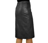 Ashwood Lambskin Real Leather Pencil Skirt (Below Knee, Length 23in), Black, UK10, Waist 28in